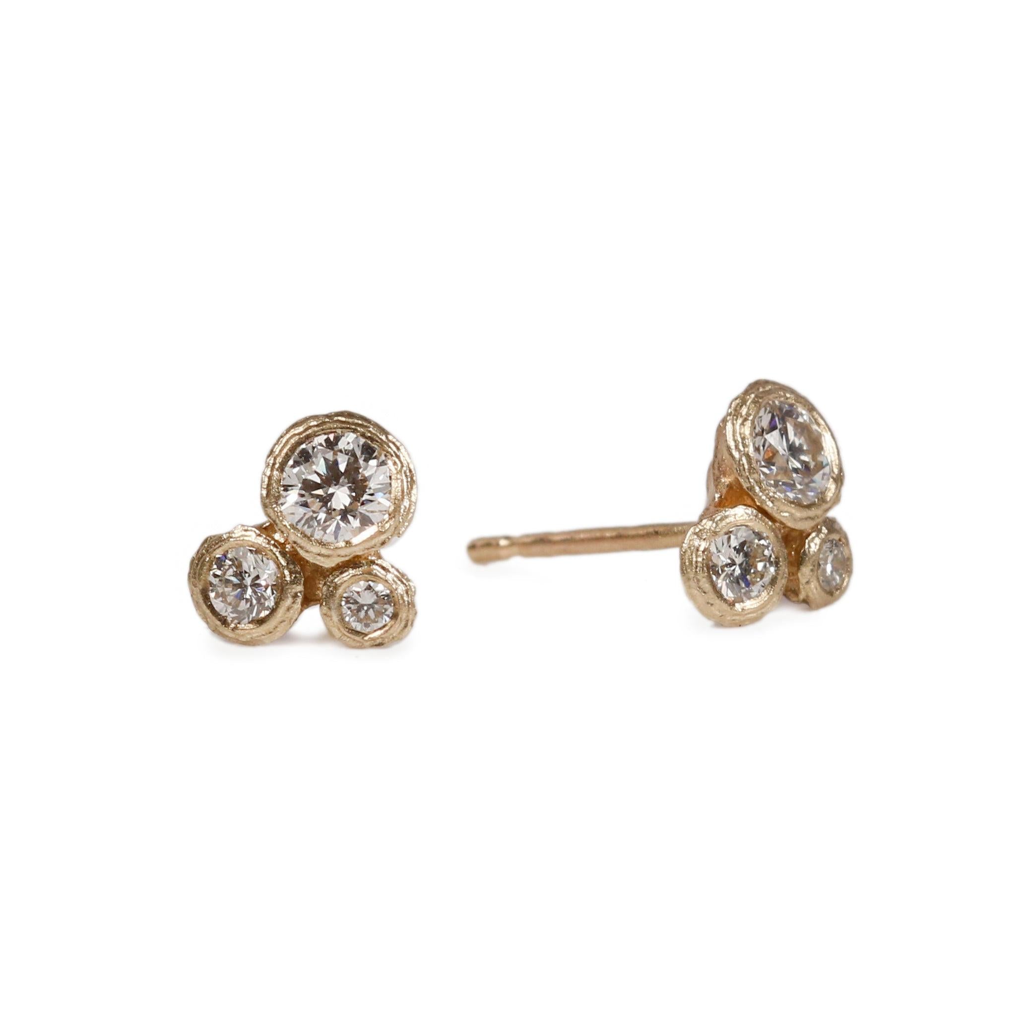 9ct Fairtrade Yellow Gold Bud Diamond Ear Studs