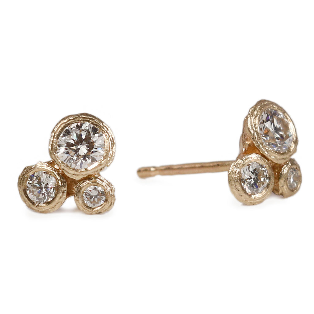 9ct Fairtrade Yellow Gold Bud Diamond Ear Studs