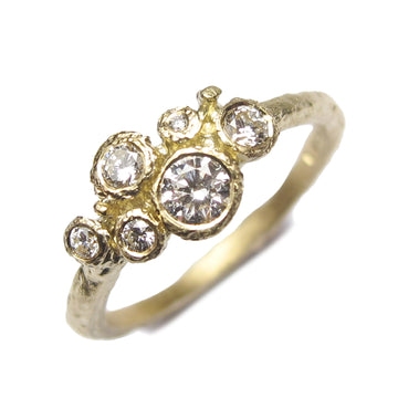 Diana Porter Contemporary Jewellery modern diamond and yellow gold engagement ring, multi set cluster ring