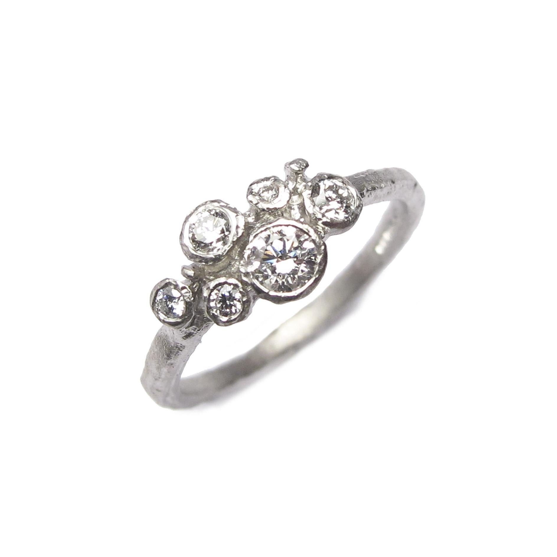 Diana Porter Contemporary Jewellery modern diamond and yellow gold engagement ring, multi set cluster ring