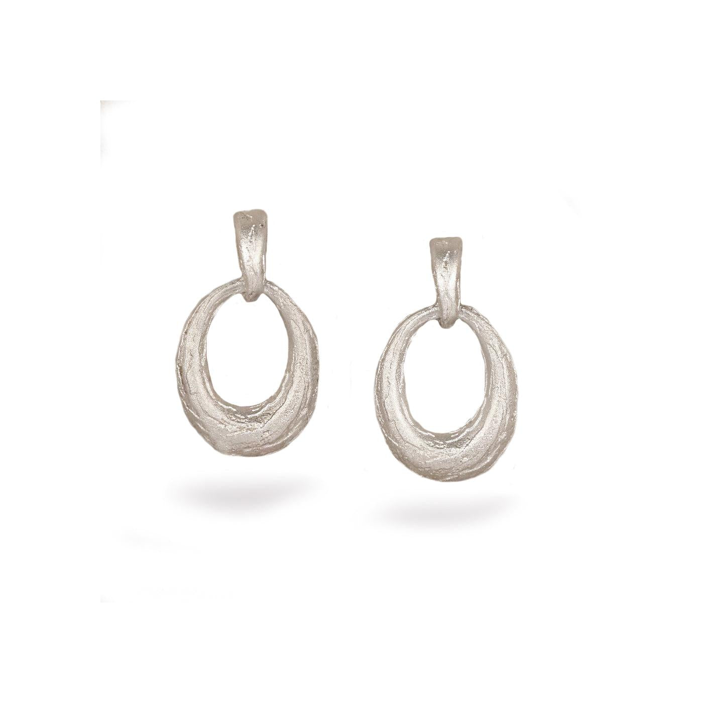 Silver Textured Double Drop Earring
