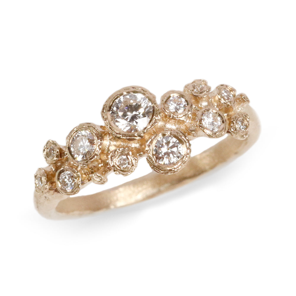 9ct Fairtrade Yellow Gold Multiset Ring with Twelve Diamonds