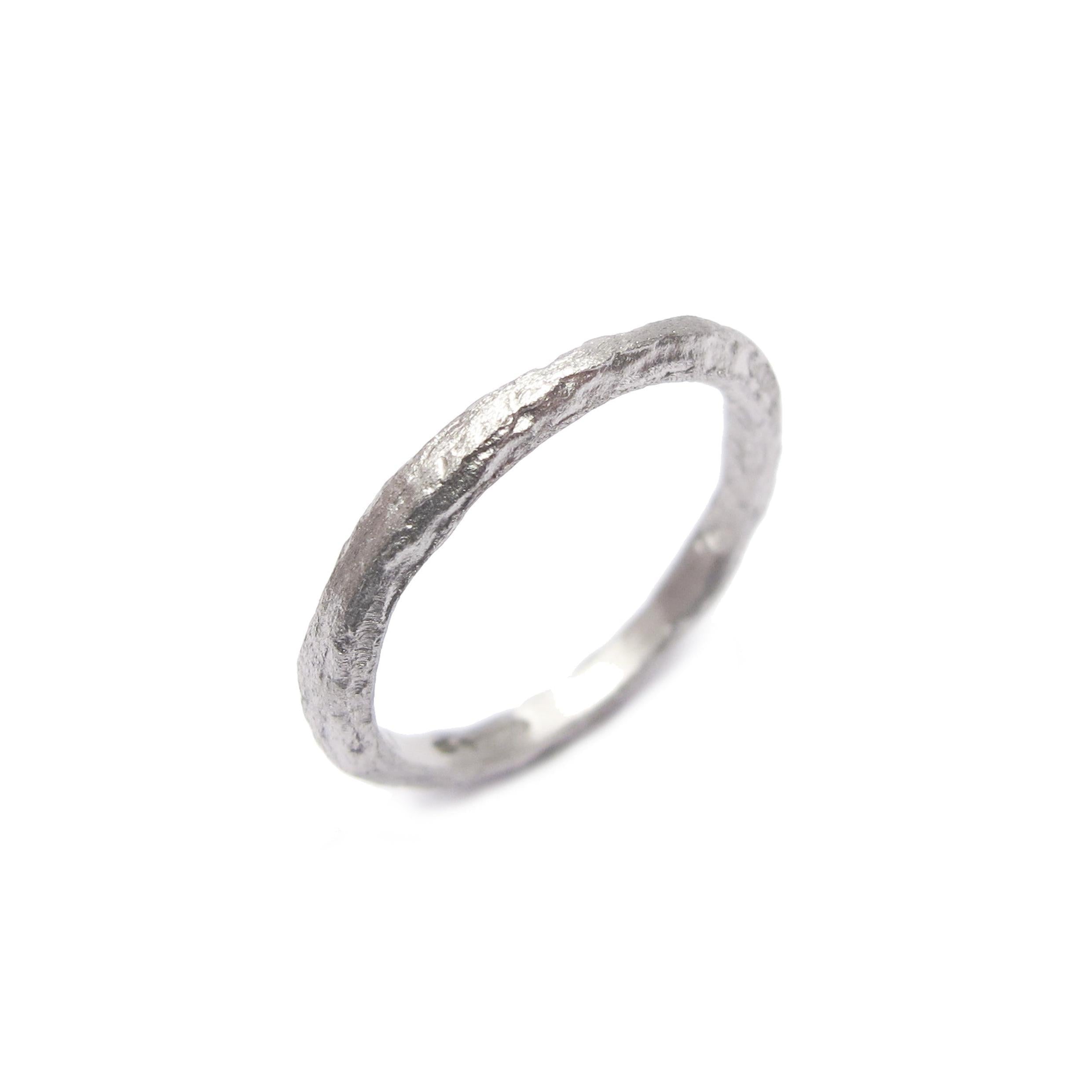 Slim, Textured 9ct Fairtrade White Gold Ring