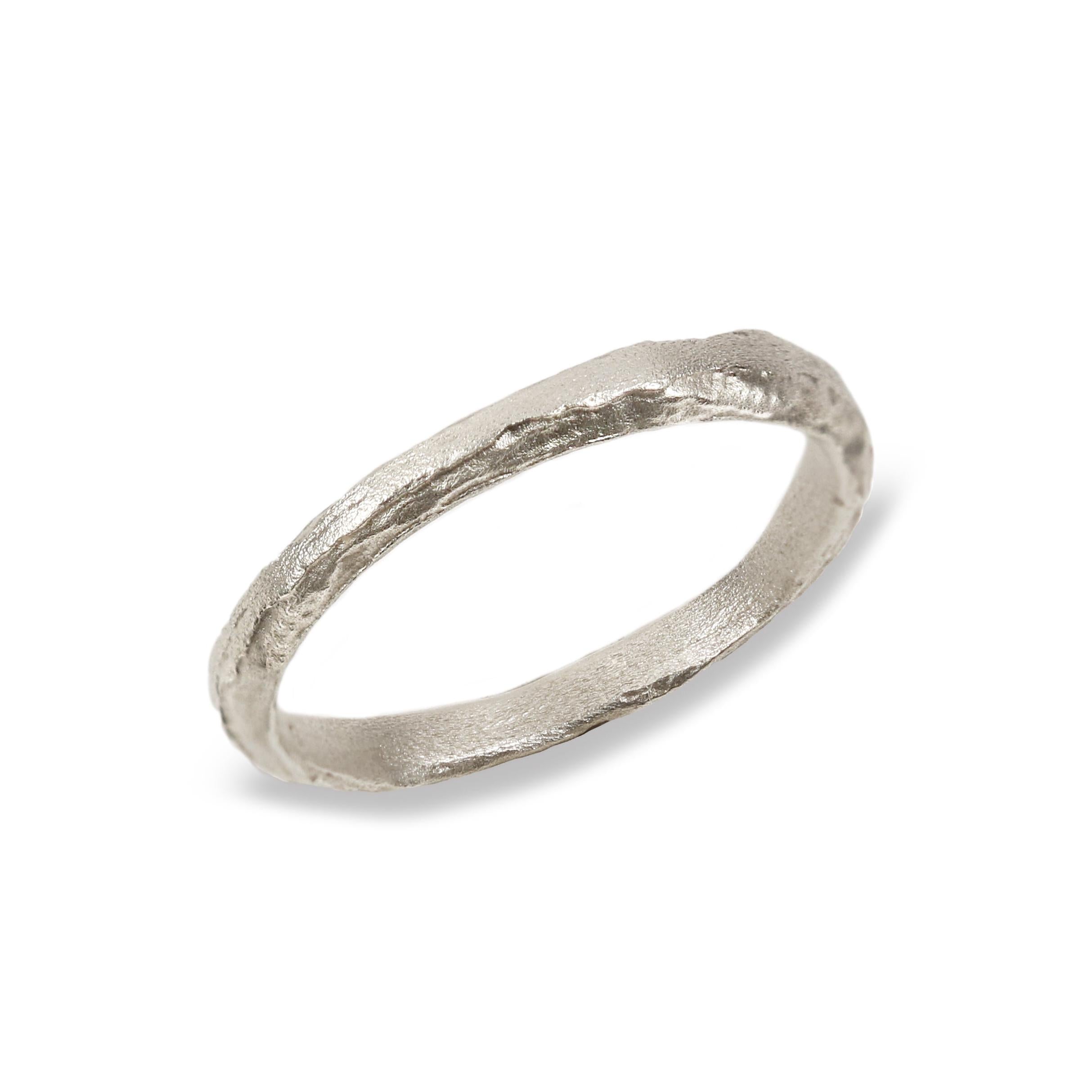 Slim, Textured 9ct Fairtrade White Gold Ring