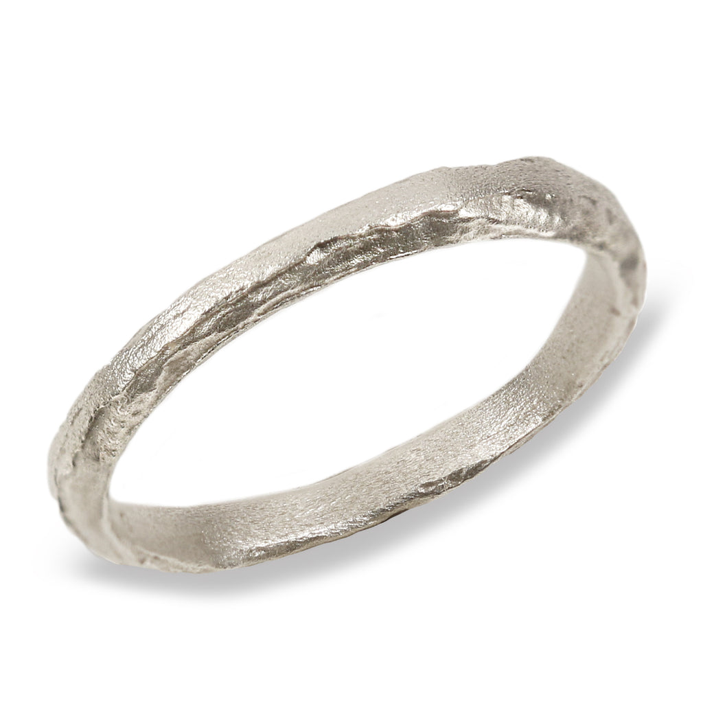 Slim, Textured 9ct Fairtrade White Gold Ring