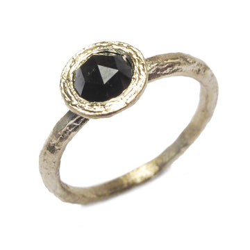 Diana Porter Jewellery unique black rose cut diamond yellow gold engagement ring