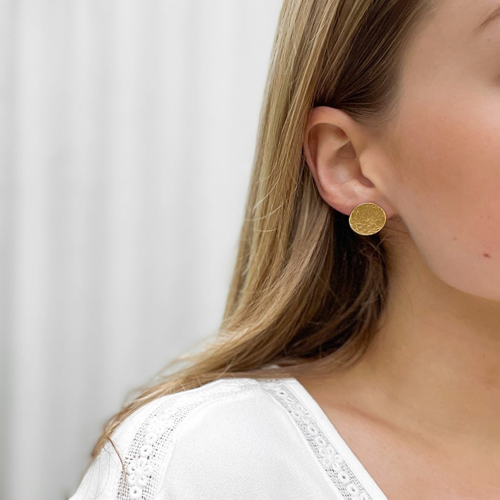 Cara Tonkin Paillette Large Gold Plated Stud Earrings