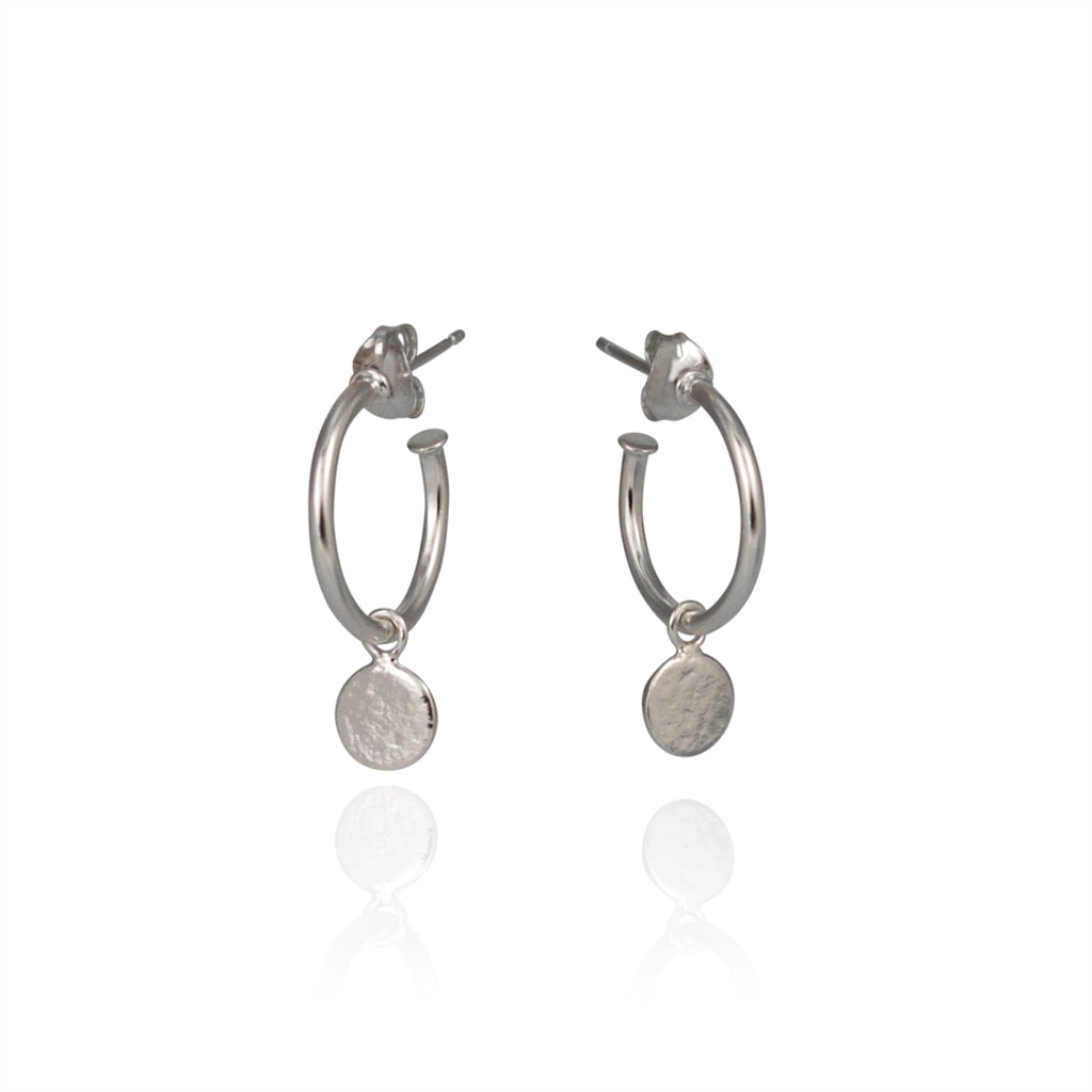 Cara Tonkin Paillette Silver Hoop Drop Earrings