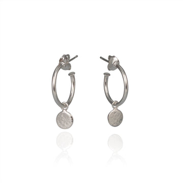 Cara Tonkin Paillette Silver Hoop Drop Earrings