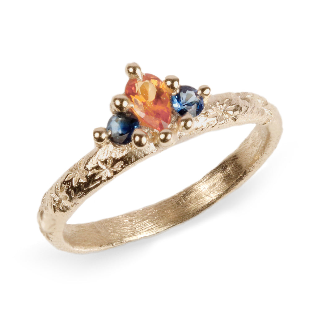 Ciara Bowles Orange & Blue Sapphire Crown Ring
