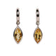 Lara Stafford-Deitsch Silver Marquise Yellow Citrine Hoop Drop Earrings