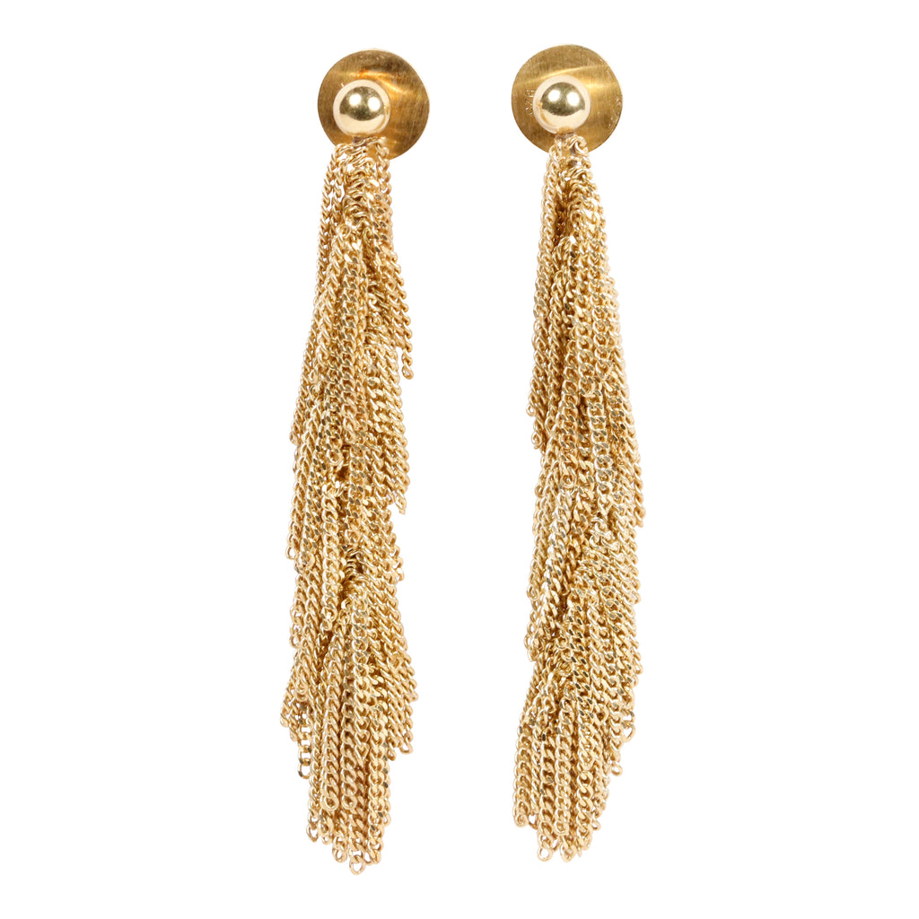 Claudia Milic Gold Plate Long Tassel Earrings