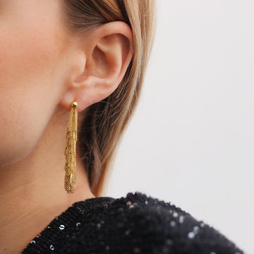 Claudia Milic Gold Plate Long Tassel Earrings