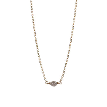 9ct Fairtrade Yellow Gold Necklace with Oval Grey Diamond Bead