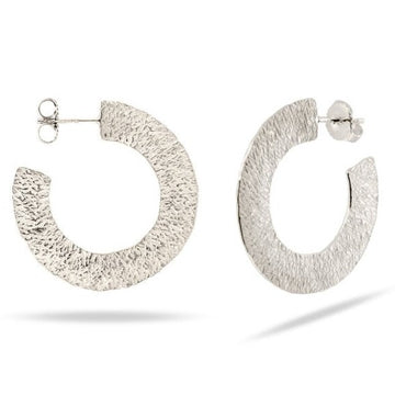 Mim Best Large Silver Hoops with Stamped Texture