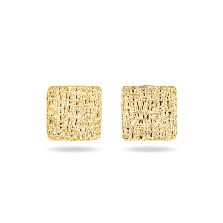 Mim Best 9ct Yellow Gold Stamped Square Studs
