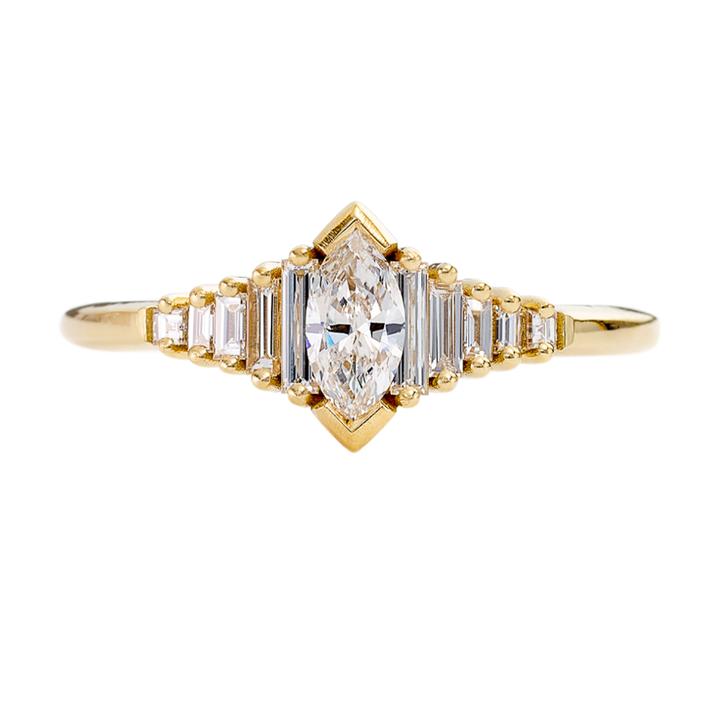 Artëmer Dainty Deco Ring with Marquise Diamond
