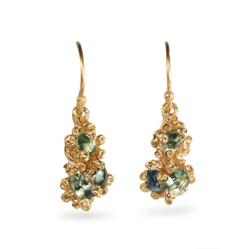 Ami Pepper Barnacle Cluster Drop Earrings with Green Oval Sapphires