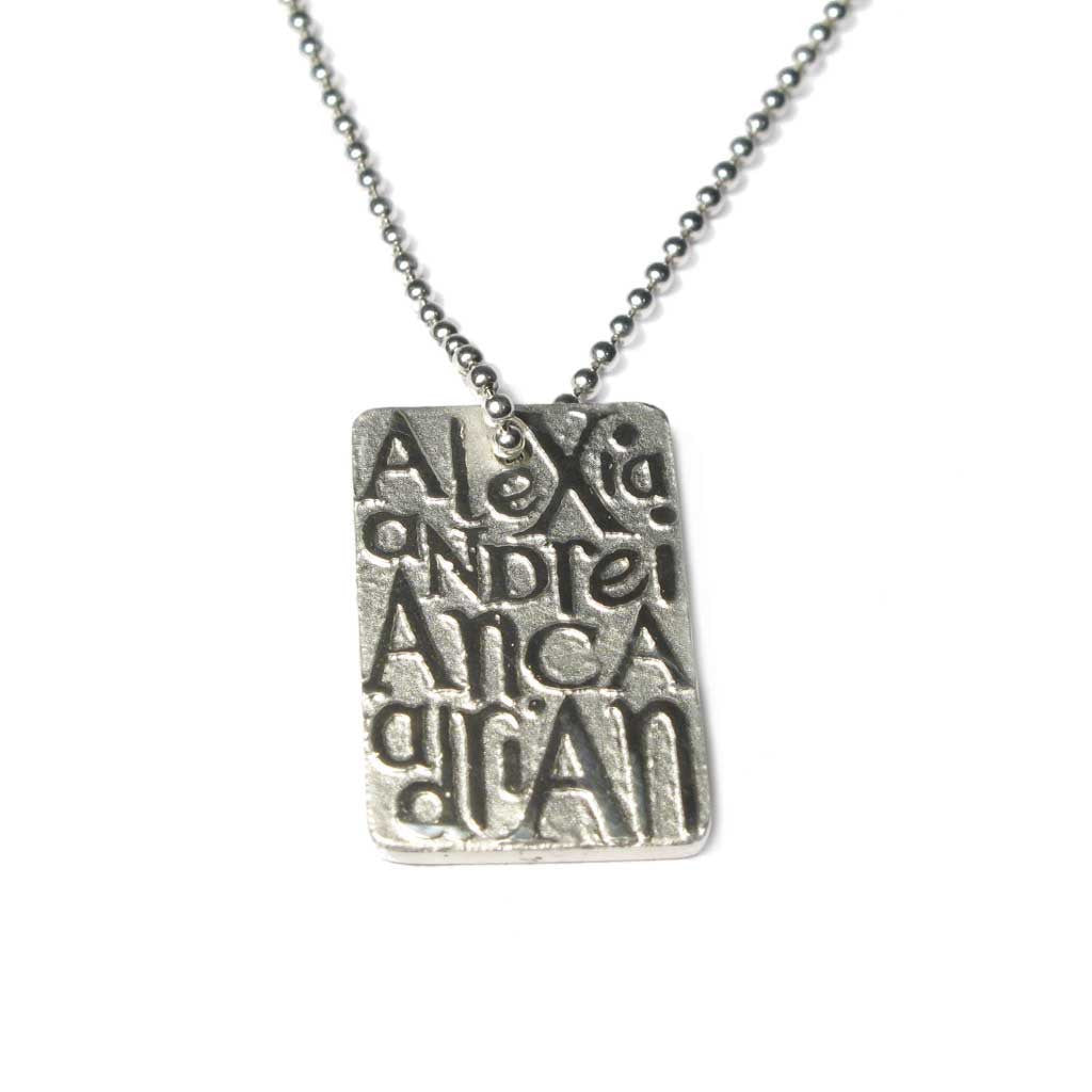 Diana Porter Jewellery bespoke commission etched silver pendant necklace