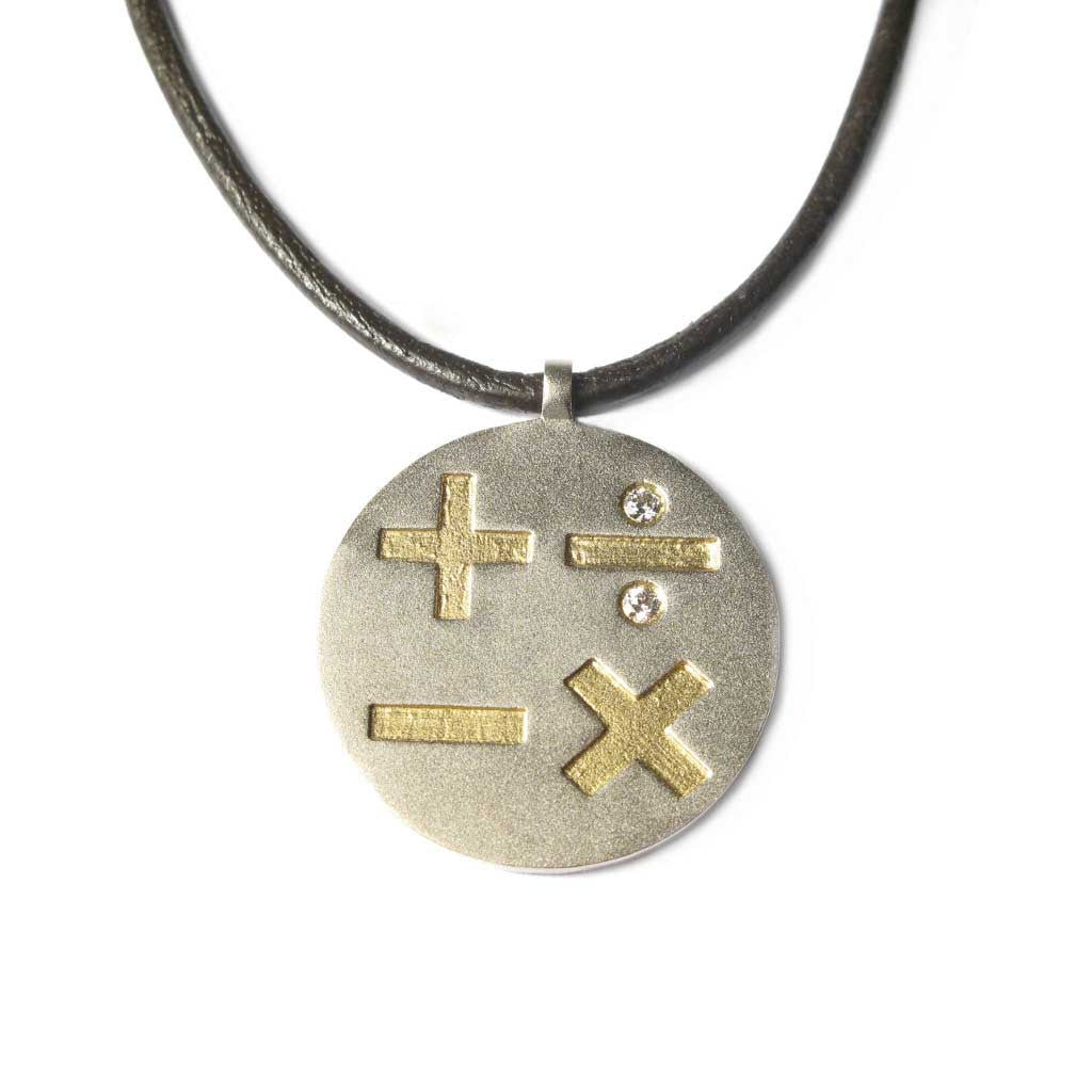 Diana Porter Jewellery bespoke commission white yellow gold etched pendant necklace