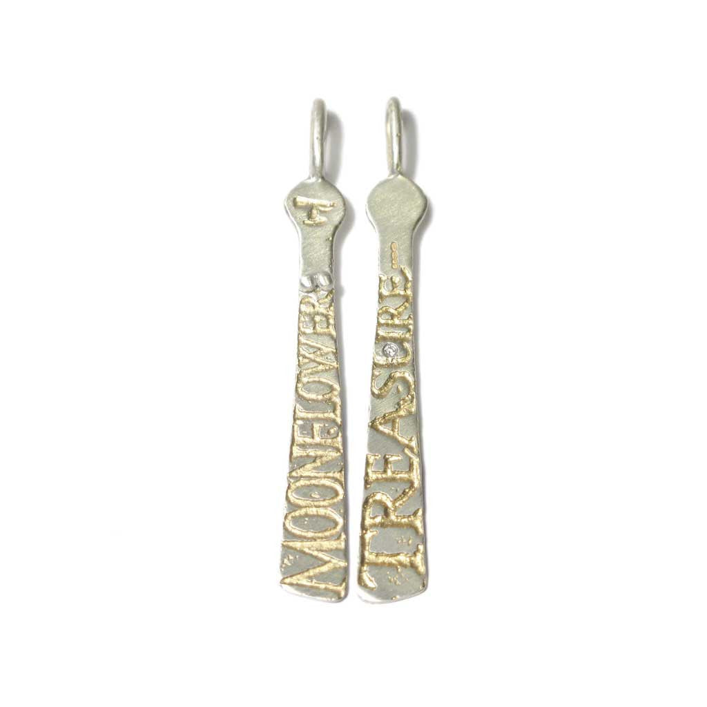 Diana Porter Jewellery bespoke commission etched silver gold sibyl earrings