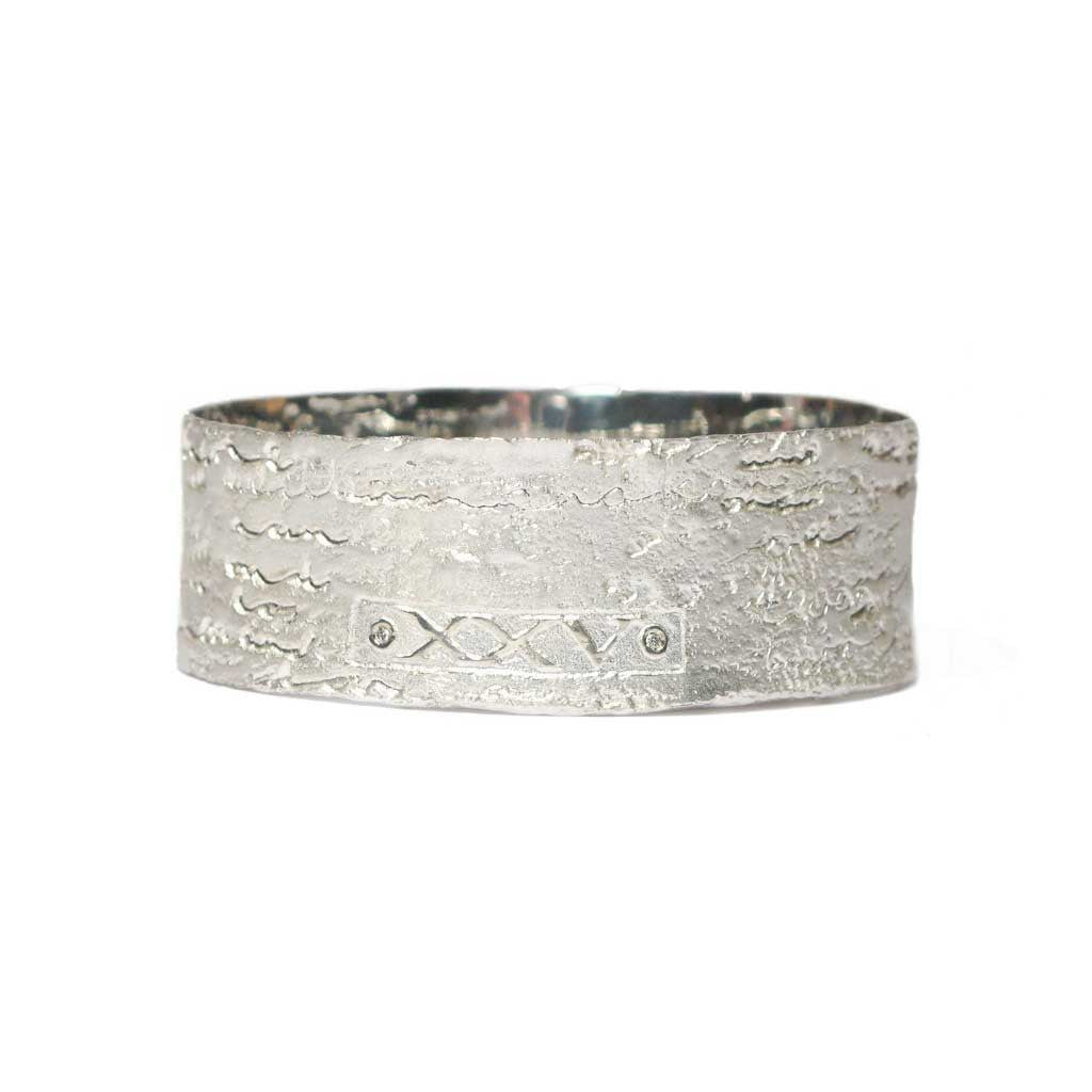 Diana Porter Jewellery bespoke commission etched silver bangle