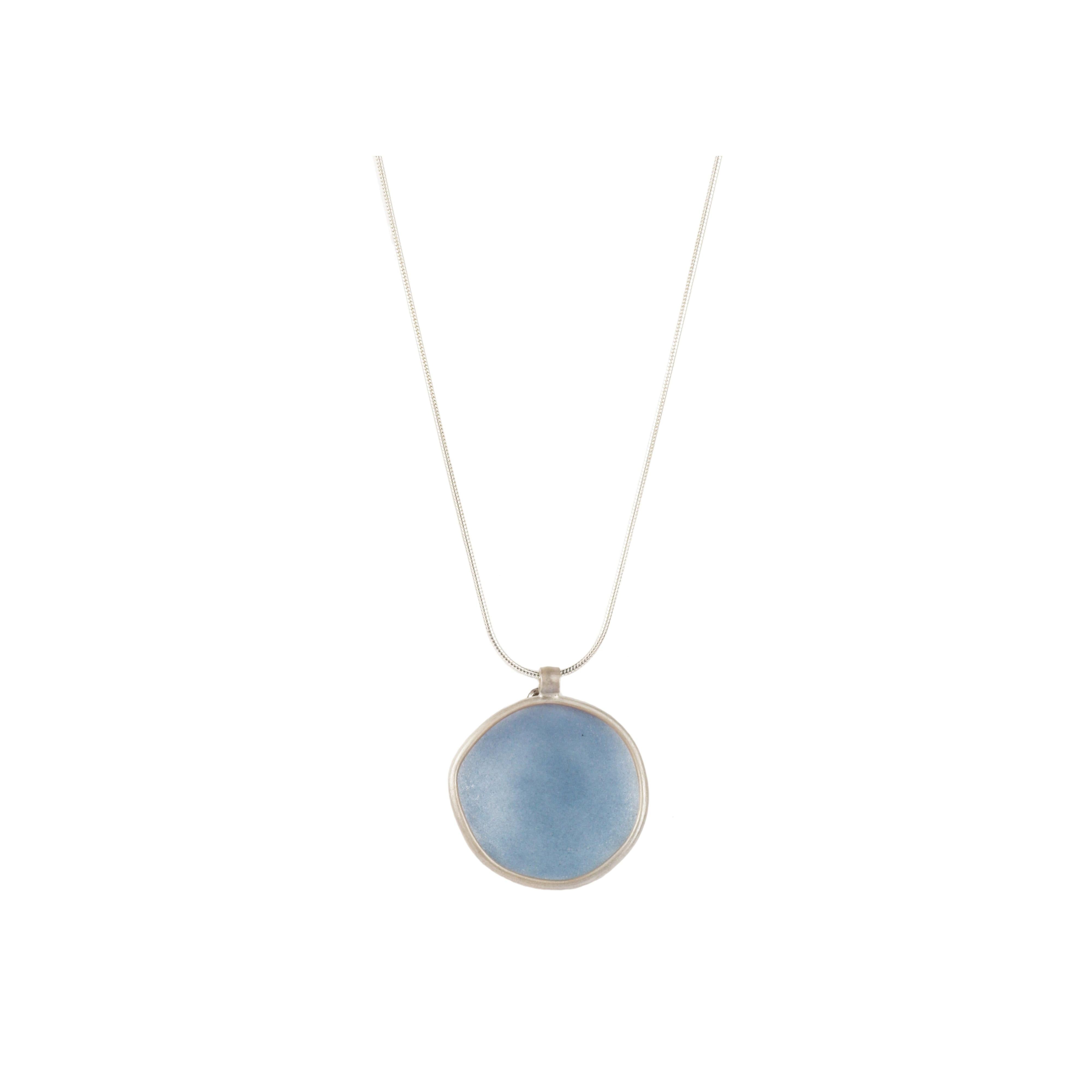 Grace Girvan Silver Concave Blue Enamel Pendant