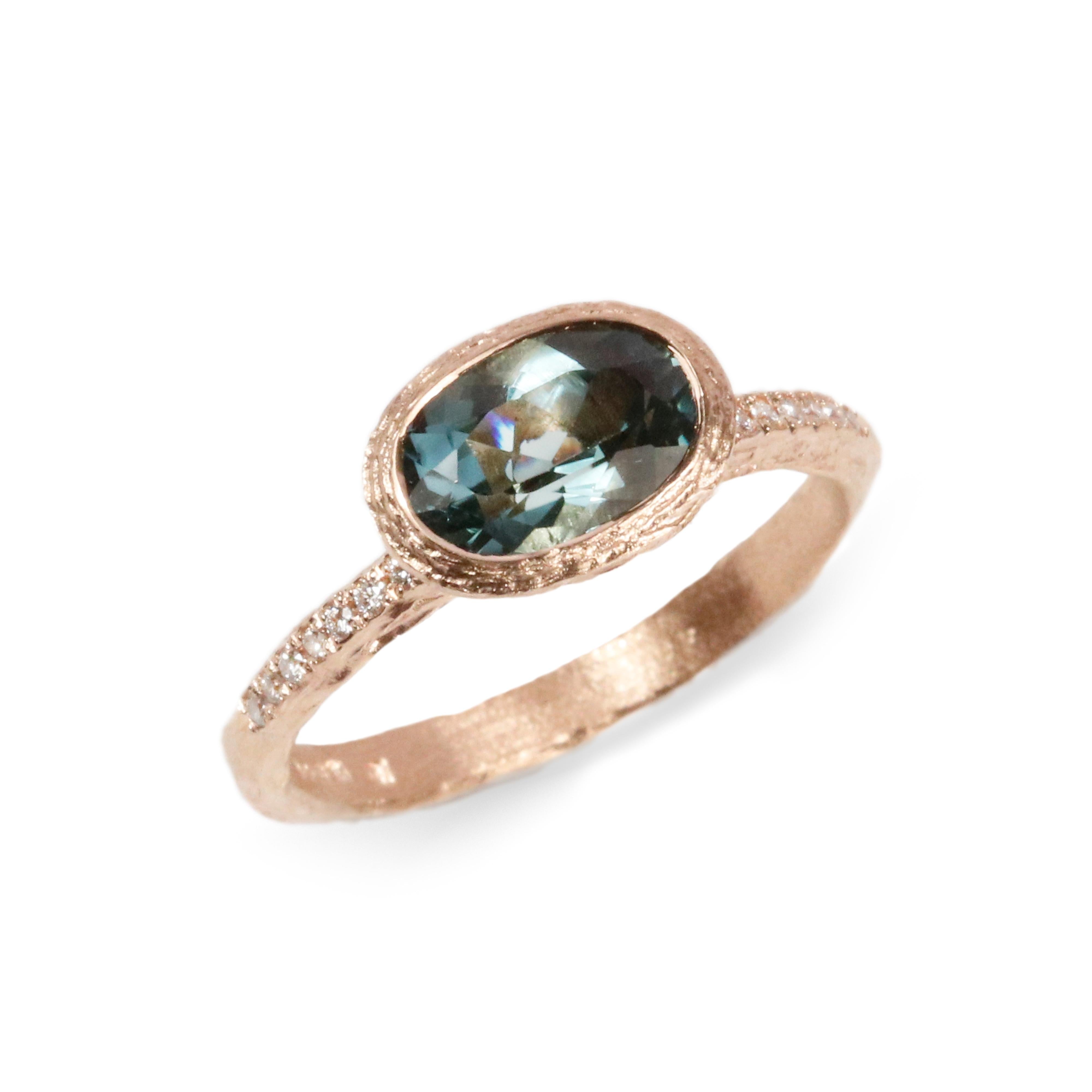 Bespoke - Tourmaline and Diamonds 9ct Rose Gold Ring