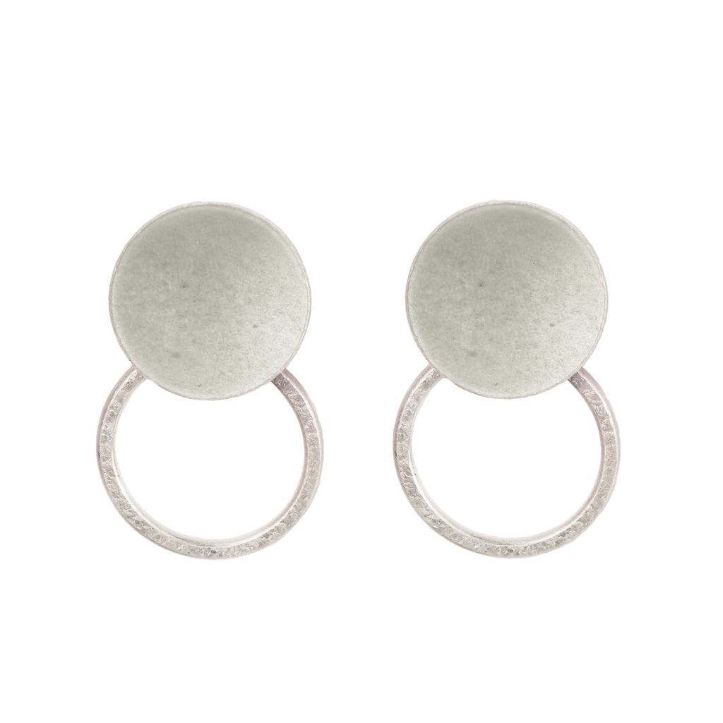 Grace Girvan Grey Enamel Silver Circle & Hoop Earrings