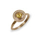 Modern Gold Halo Ring and White Diamonds with Yellow Rose Cut Diamond