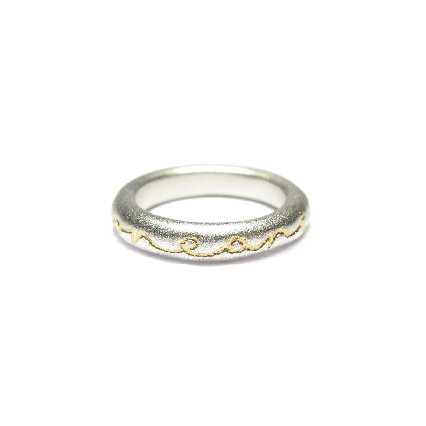 Diana Porter Jewellery contemporary silver gold etched ring