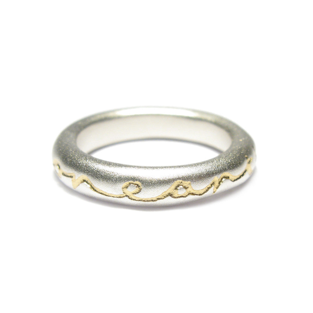 Diana Porter Jewellery contemporary silver gold etched ring
