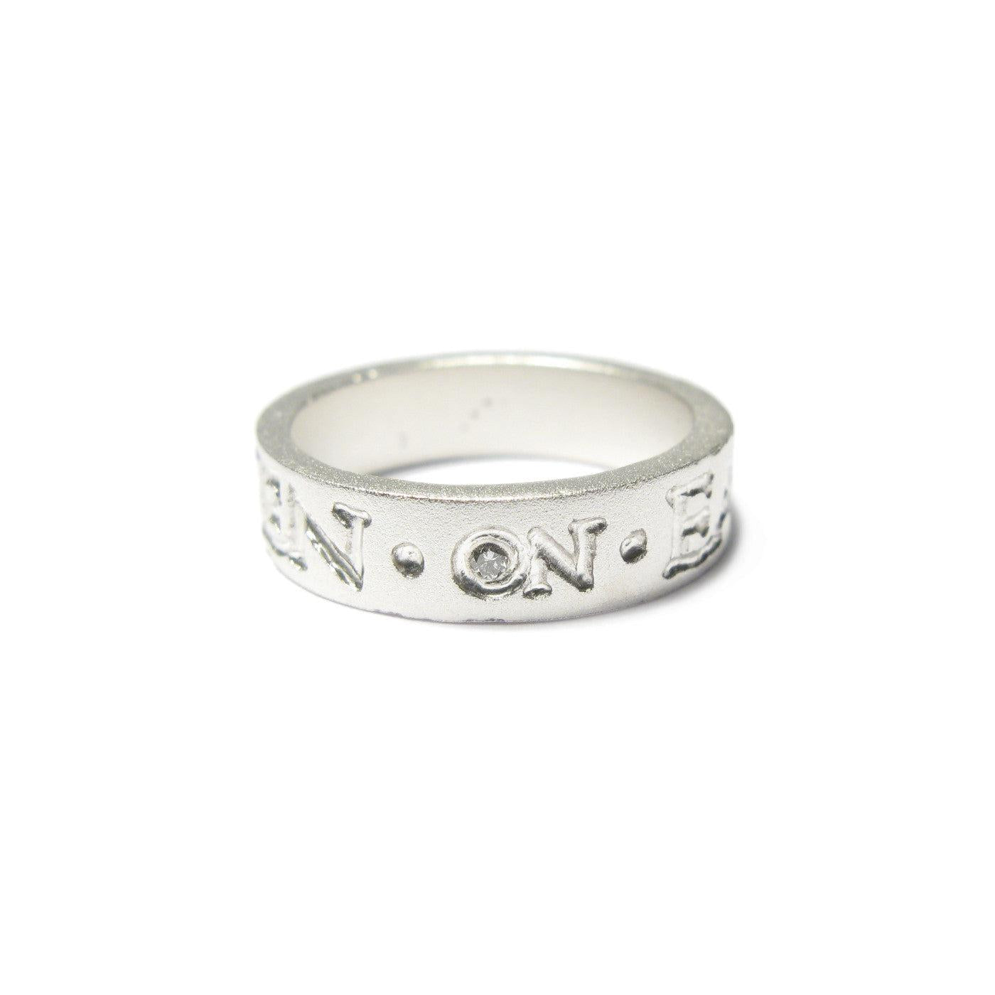 Diana Porter Jewellery contemporary etched silver diamond wedding ring