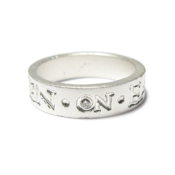 Diana Porter Jewellery contemporary etched silver diamond wedding ring