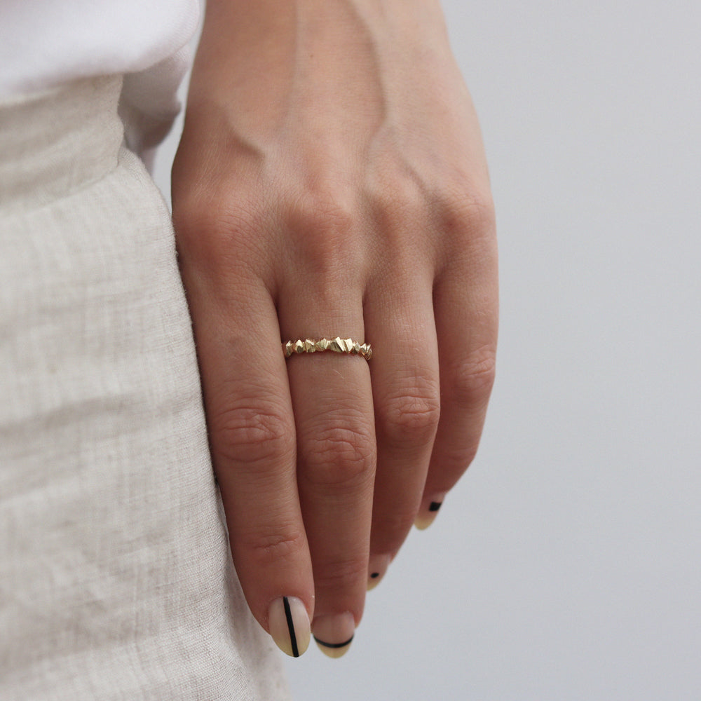 Hannah Felicity Dunne 9ct Yellow Gold Rugged Rock Ring