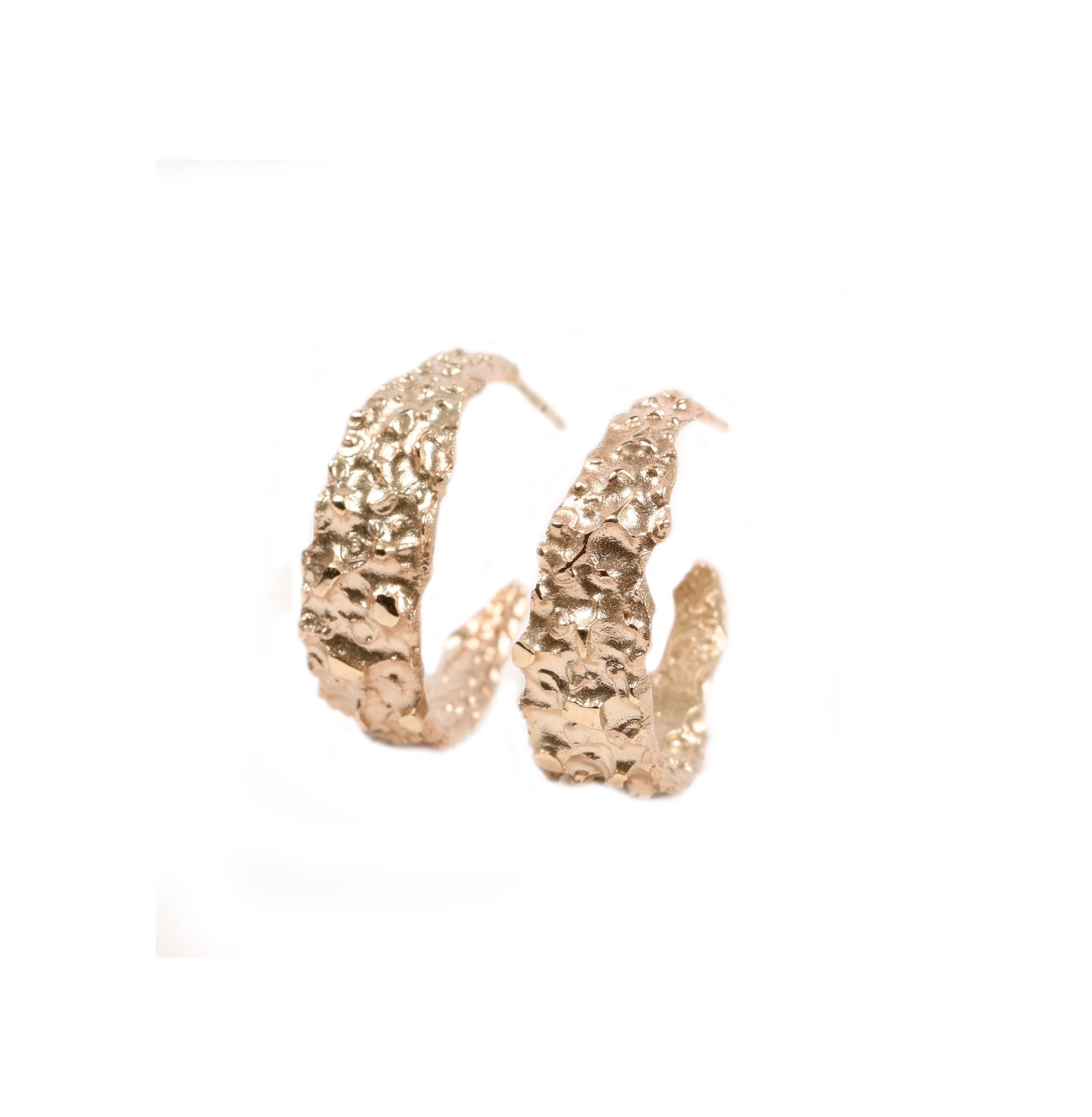 9ct Fairtrade Yellow Gold Molten Ear Hoops