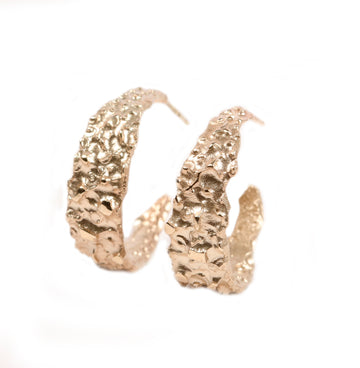 9ct Fairtrade Yellow Gold Molten Ear Hoops