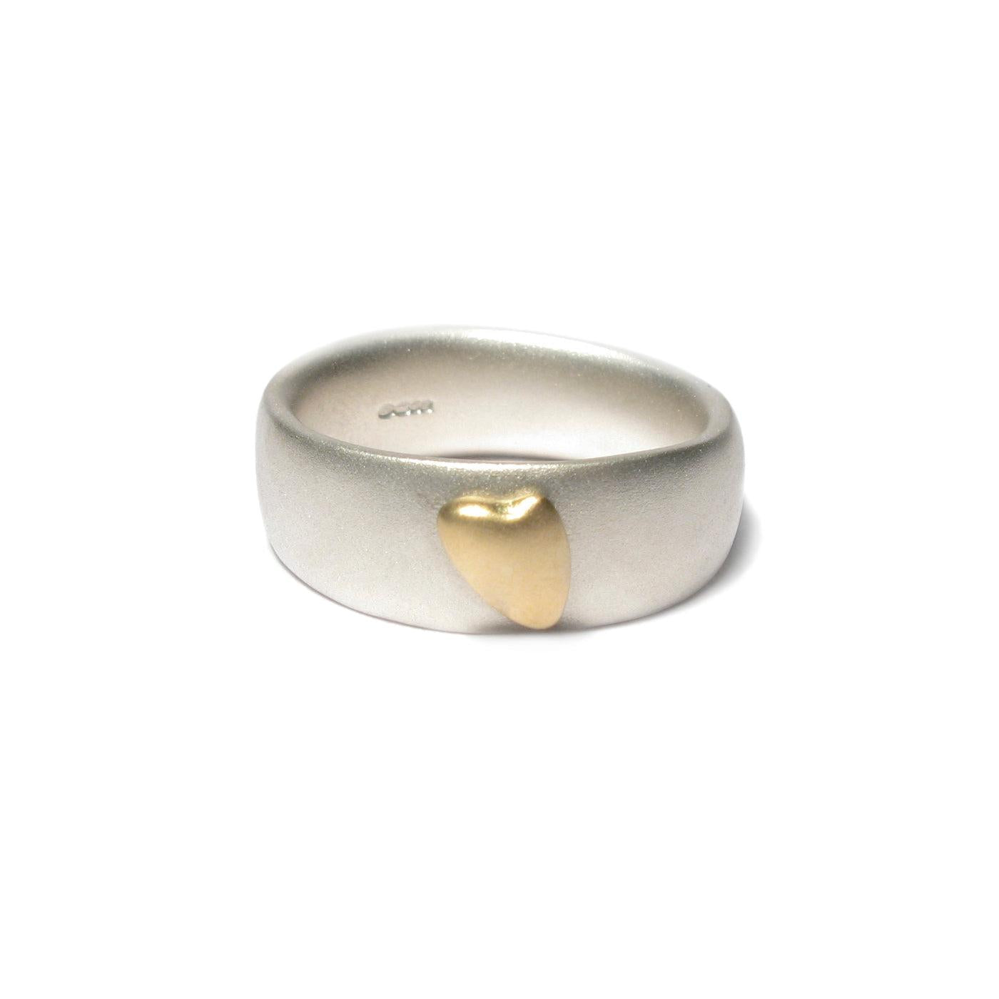 Silver Ring with 18ct Yellow Gold Heart