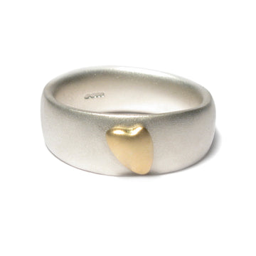 Silver Ring with 18ct Yellow Gold Heart