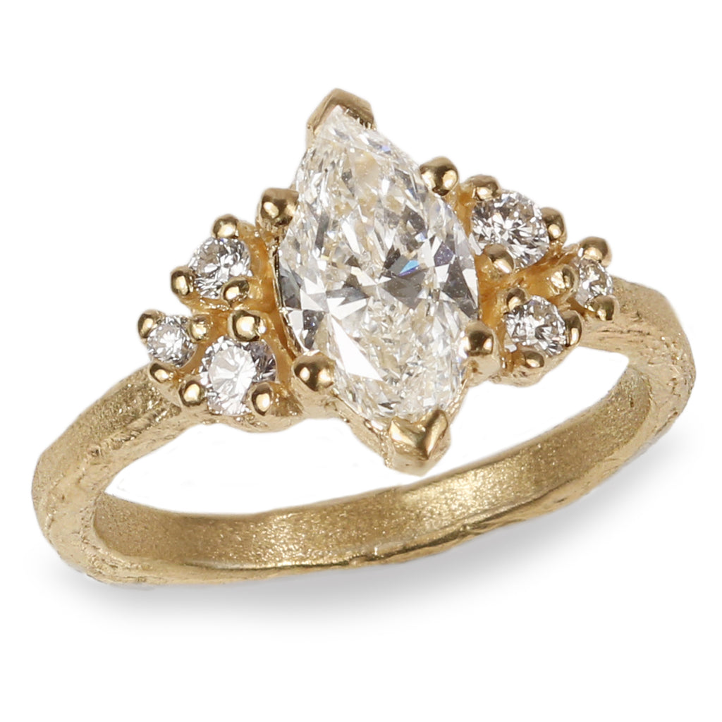 Bespoke 18ct Yellow Gold Ring with a Marquise Diamond