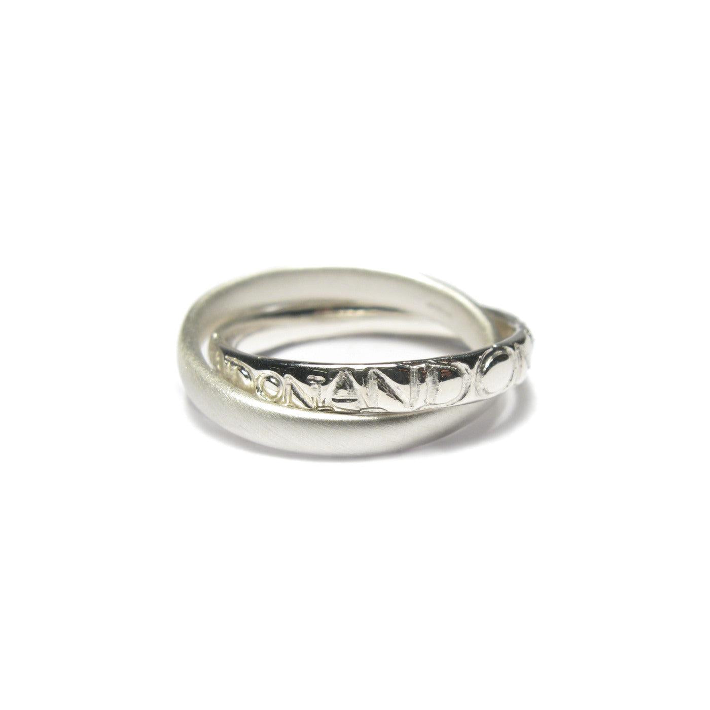 Diana porter Jewellery contemporary silver etched intertwined rings