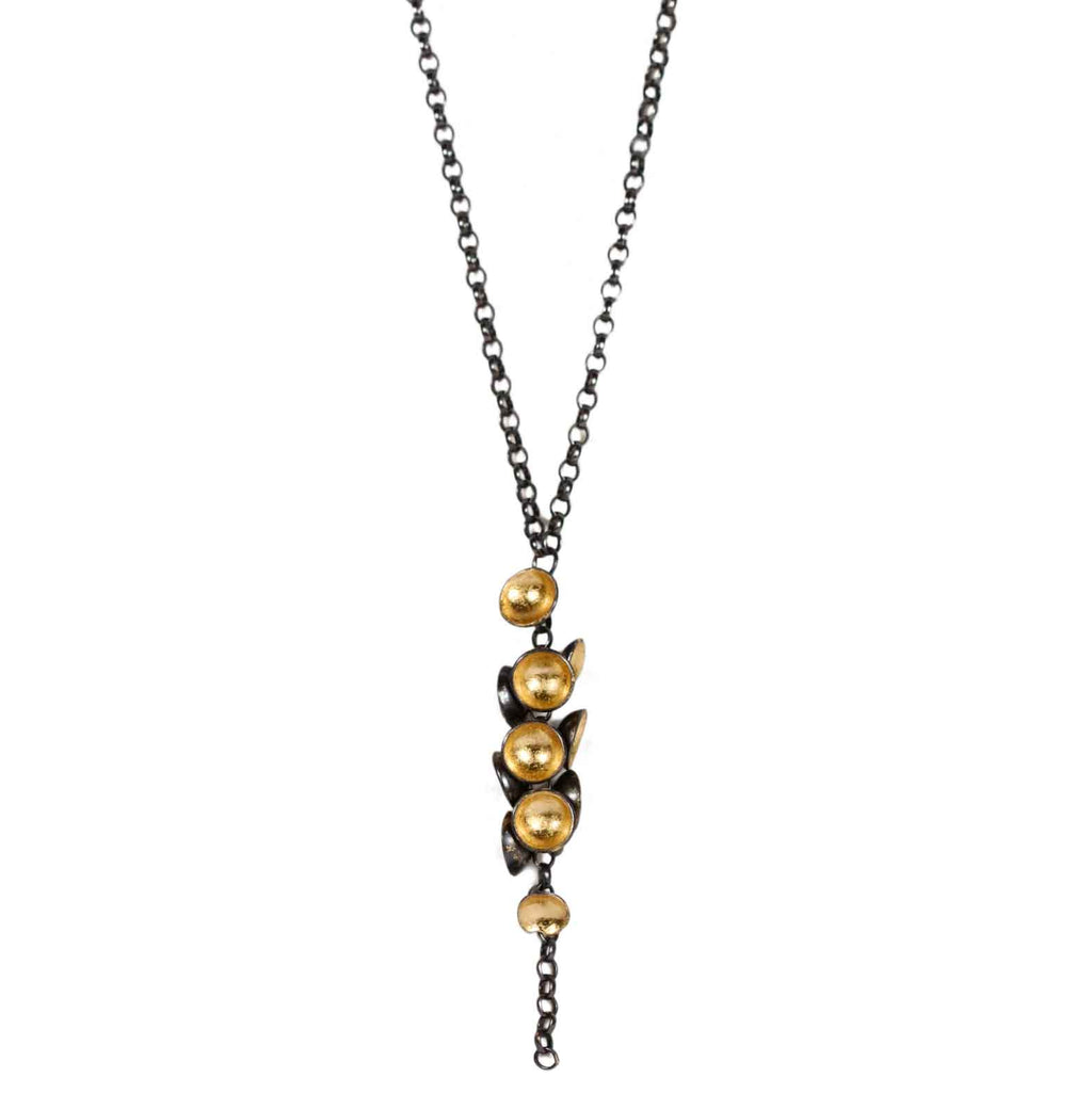 Jenifer Wall - Oxidised Silver and Yellow Gold Leaf Necklace