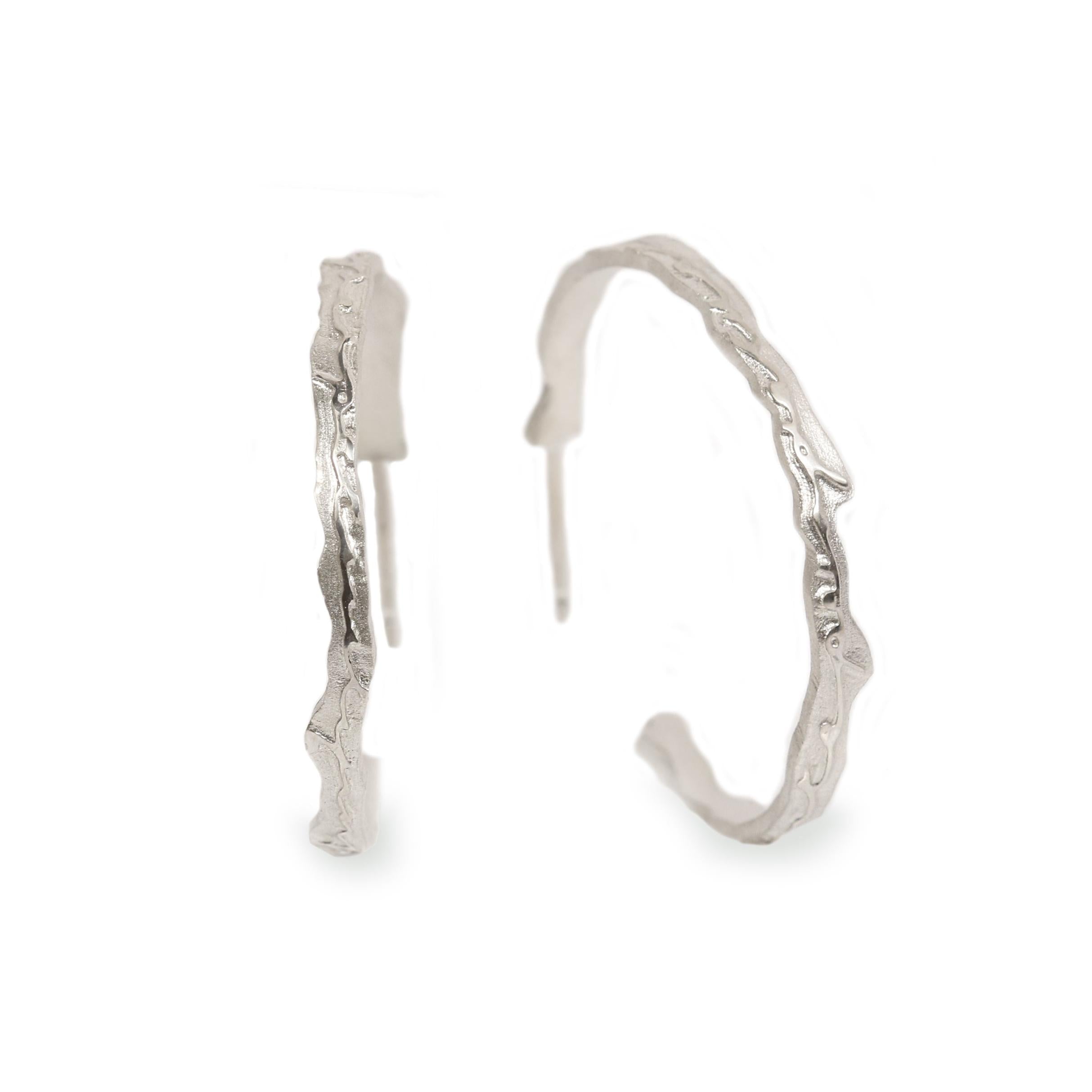 Large Silver Organic Endless Hoop Earrings