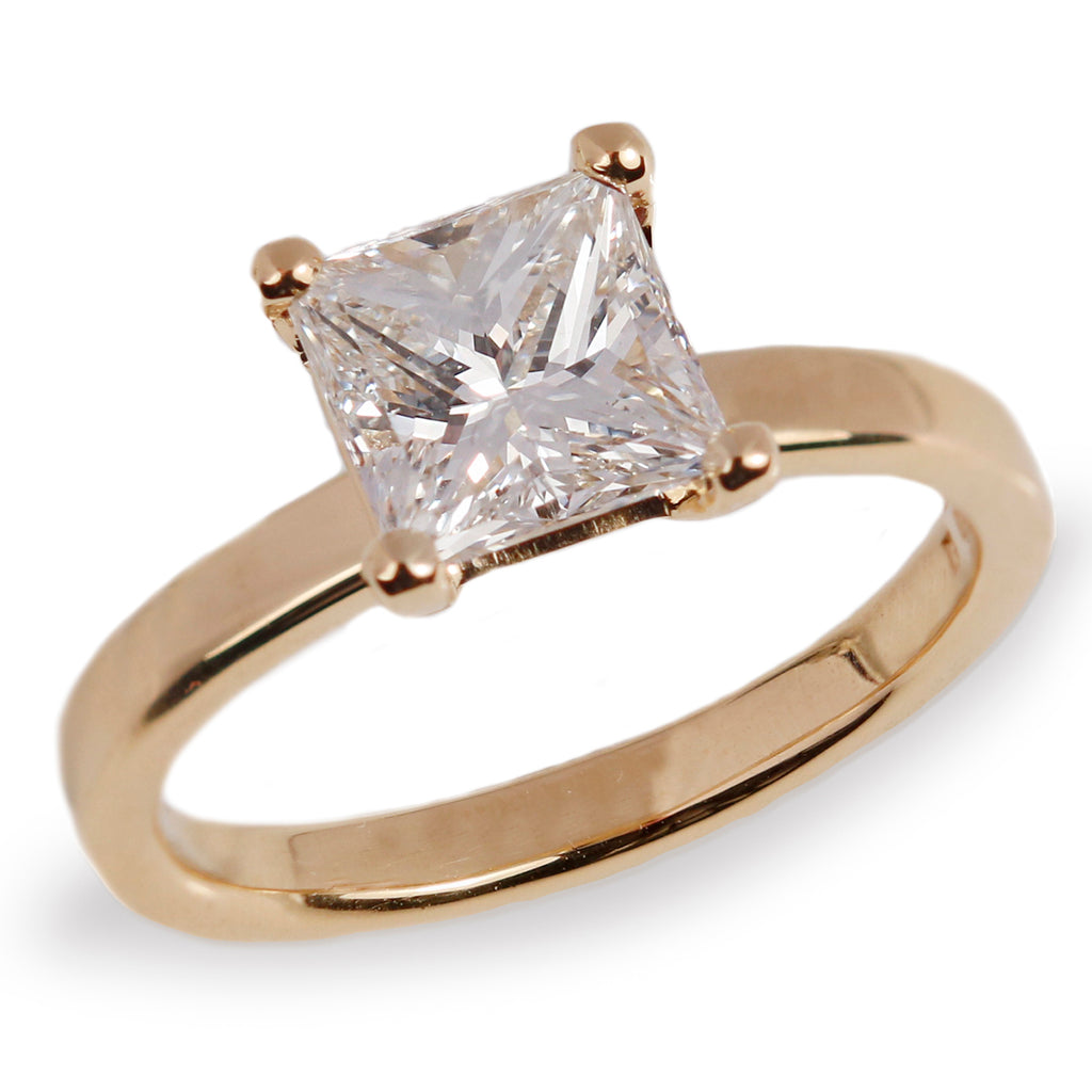 Bespoke - 18ct Fairtrade Yellow Gold with a Princess Cut Diamond