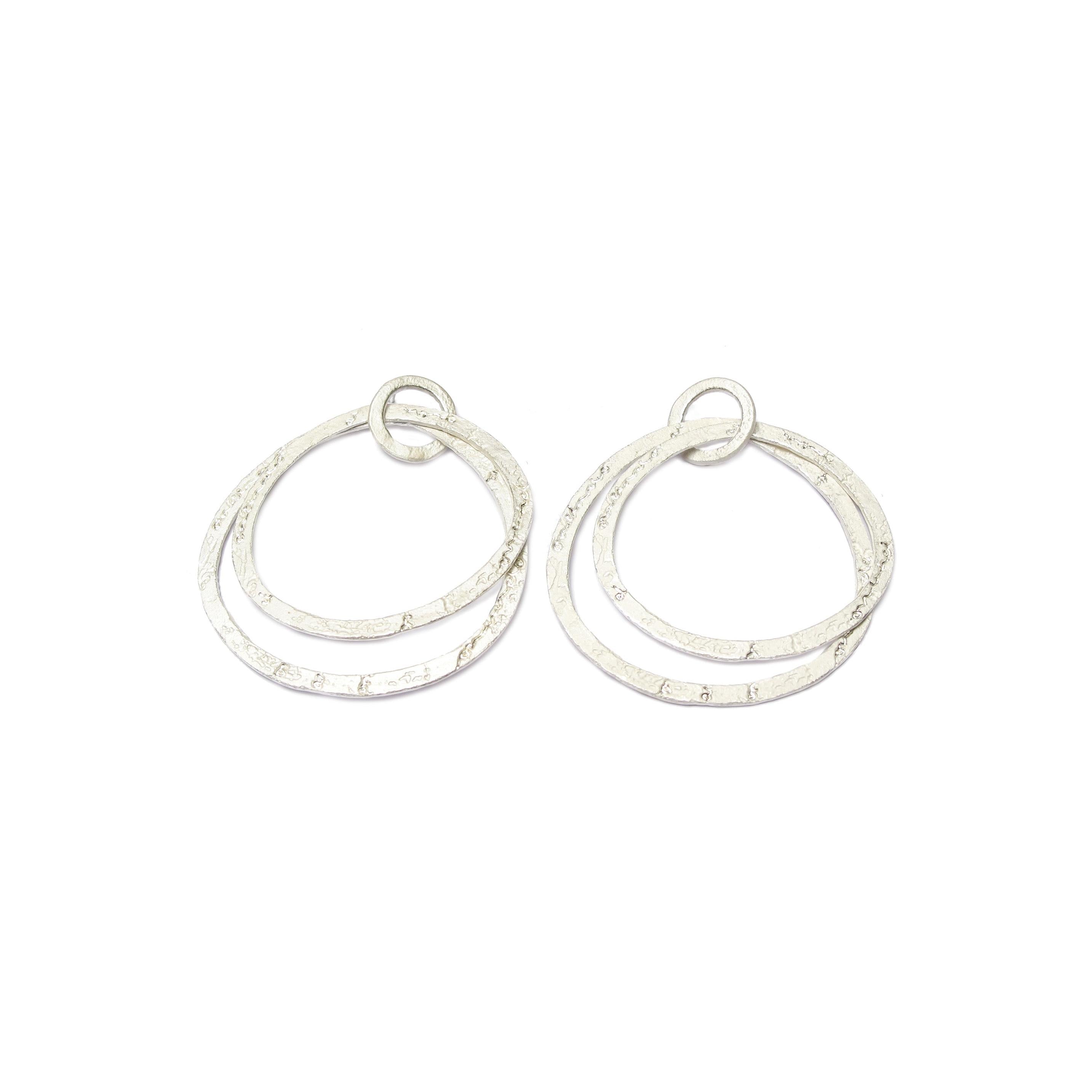 Silver Double Hoop Lace 'and on' Earrings
