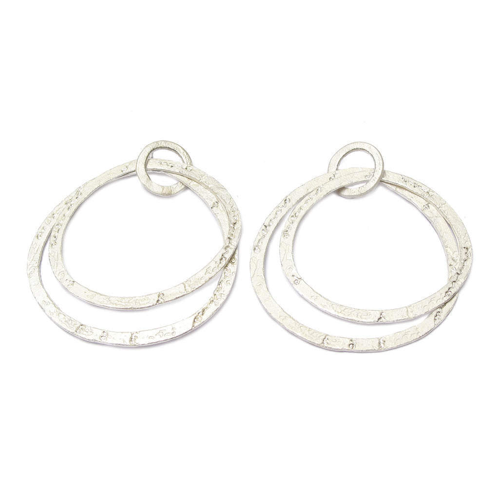 Silver Double Hoop Lace 'and on' Earrings