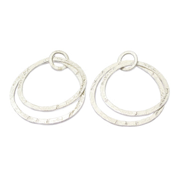 Silver Double Hoop Lace 'and on' Earrings