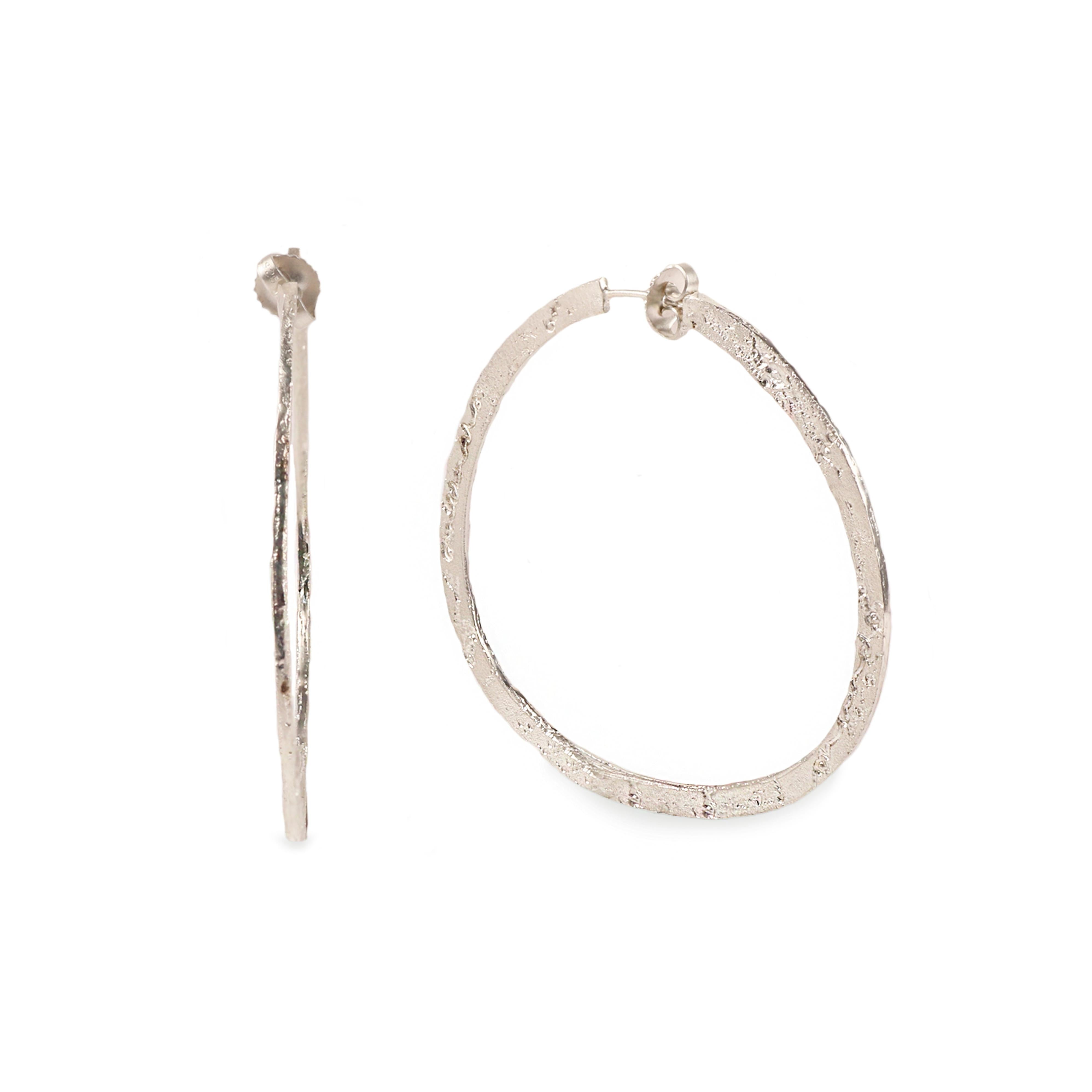 Large Silver Lace Hoop 'and on' Earrings