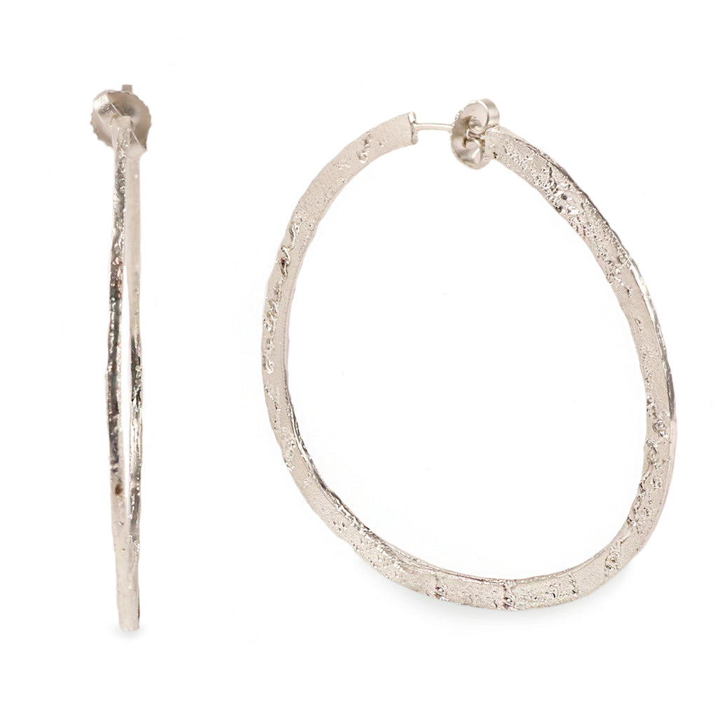 Large Silver Lace Hoop 'and on' Earrings