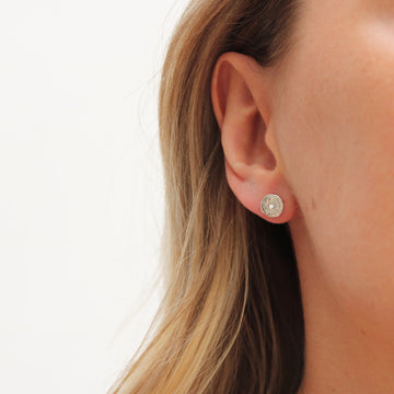 Etched Silver and 0.02ct Diamond Ear Studs